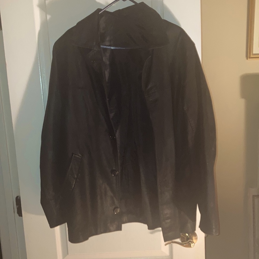 Bespoke Mens black leather jacket